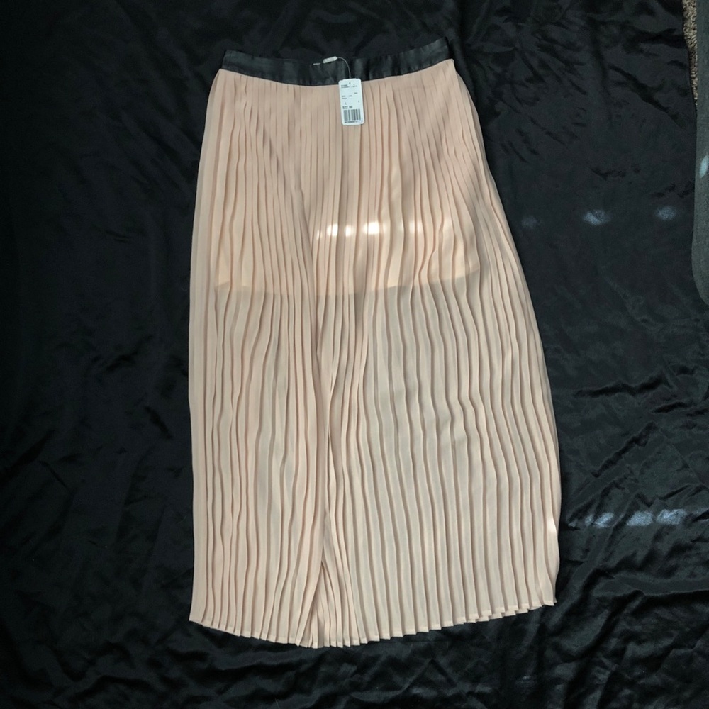 Leather Trim Maxi Skirt